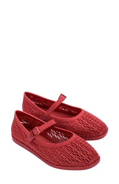 Melissa Harper Perforated-design Ballet Flats In Red