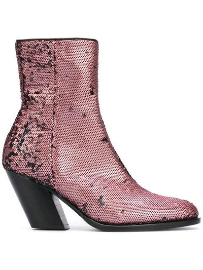 Shop A.f.vandevorst Sequined Ankle Boots - Pink