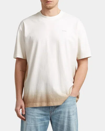 G-star Logo Sprayed Cotton T-shirt In Neutral