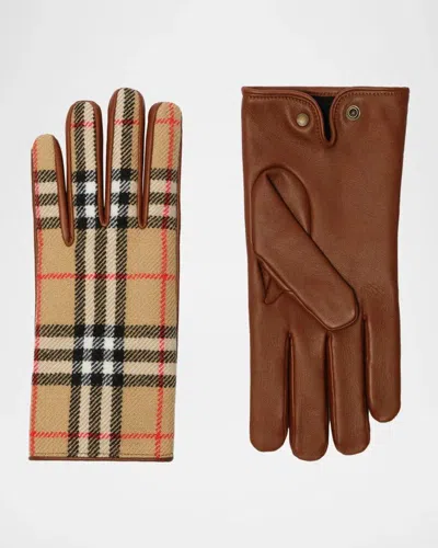 Burberry Check-pattern Gloves In Brown