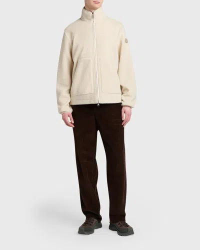 Moncler Stand Collar Zip Cardigan Sweater In Neutral