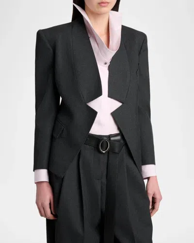 Givenchy Reverse Lapel Wool Jacket In Black