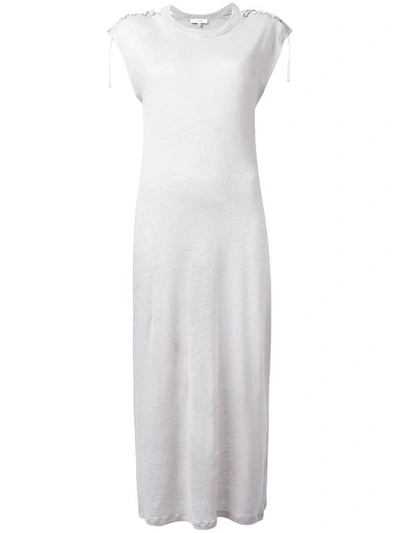 Iro Iboga Linen Laced-shoulder Midi Dress, Light Grey