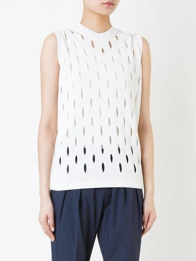 Shop 08sircus Perforated Detail Sleeveless Top - White