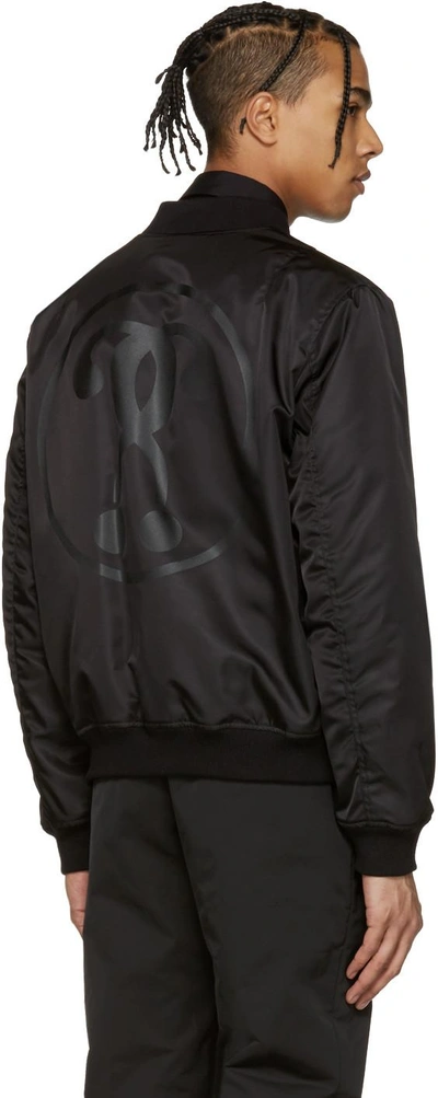 Shop Moschino Black Nylon Bomber Jacket