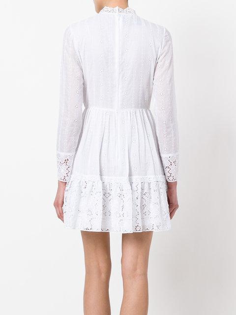 Valentino Pintucked Broderie Anglaise Cotton-blend Mini Dress In White ...