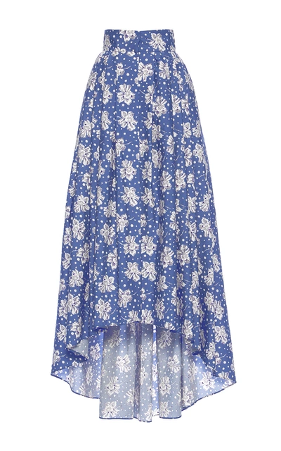 Luisa Beccaria Cotton Printed Maxi Skirt With Train