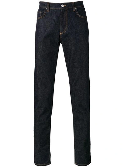 Shop Versace Straight Leg Jeans In Blue