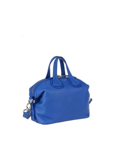 Shop Givenchy Indigo Small Nightingale Hammered Leather Top Handle Bag In Indigo Blue