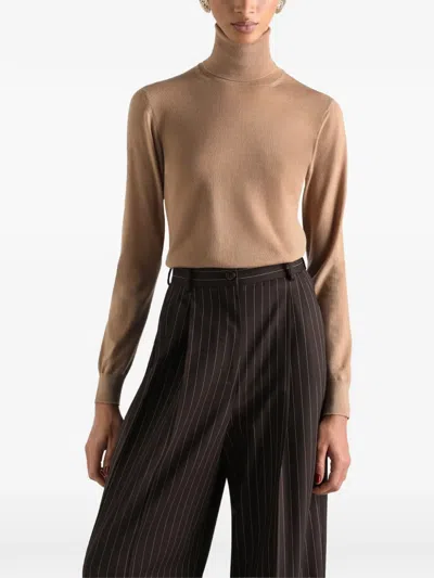 Dolce & Gabbana Cashmere Turtleneck Pullover In Brown