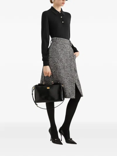 Dolce & Gabbana Verzierter Polopullover Aus Kaschmir In Black