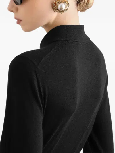 Dolce & Gabbana Verzierter Polopullover Aus Kaschmir In Black