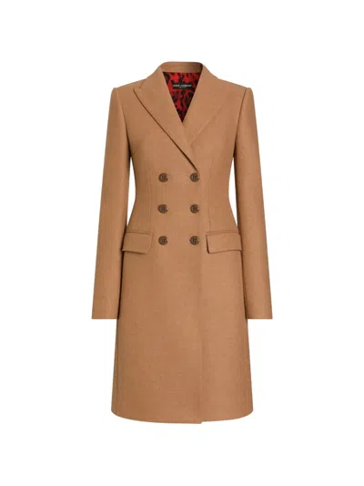 Dolce & Gabbana Dolce Double-breasted Wool Coat In Brown