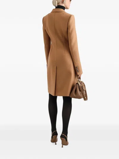 Dolce & Gabbana Dolce Double-breasted Wool Coat In Brown