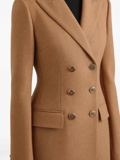 Dolce & Gabbana Dolce Double-breasted Wool Coat In Brown