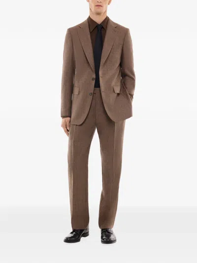 Fursac Houndstooth-pattern Blazer In Brown