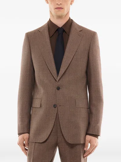 Fursac Houndstooth-pattern Blazer In Brown