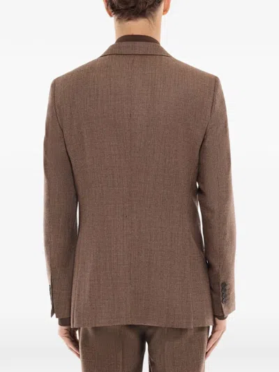 Fursac Houndstooth-pattern Blazer In Brown