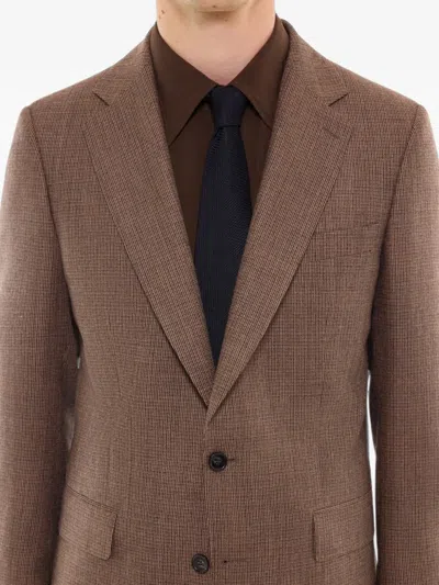 Fursac Houndstooth-pattern Blazer In Brown