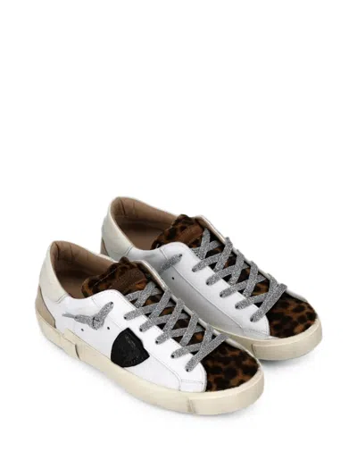 Philippe Model Prsx Leopard-print Sneakers In White