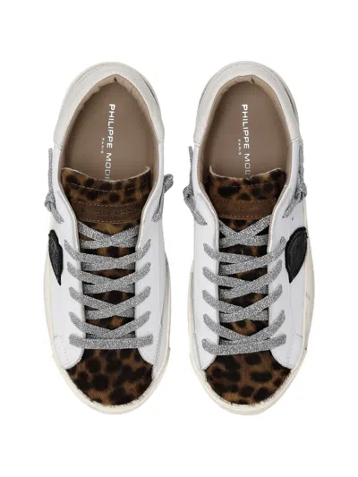Philippe Model Prsx Leopard-print Sneakers In White
