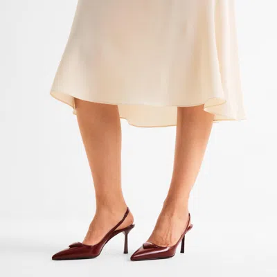 Prada Slingback Pumps In Leather With Brushed Finish In Red