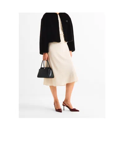 Prada Slingback Pumps In Leather With Brushed Finish In Red