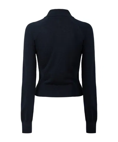 Givenchy Collared Half-button Long Sleeve Knit Top In Black