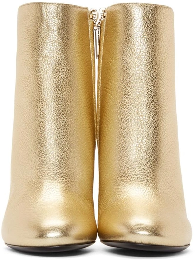 Shop Saint Laurent Gold Loulou Zipped Boots