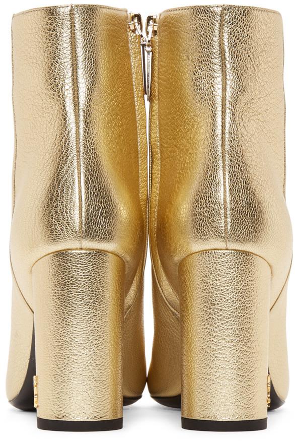saint laurent gold booties