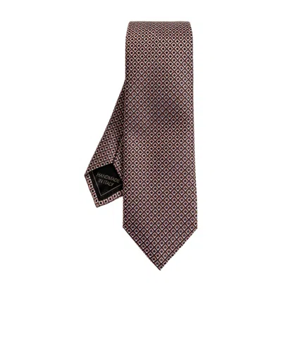 Brioni Geometric-pattern Silk Tie In Purple