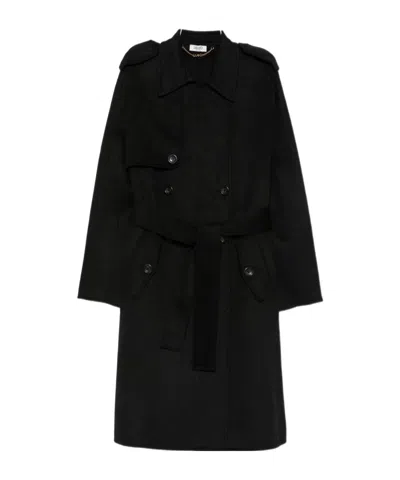 Liu •jo Double-breasted Belted Coat In Black