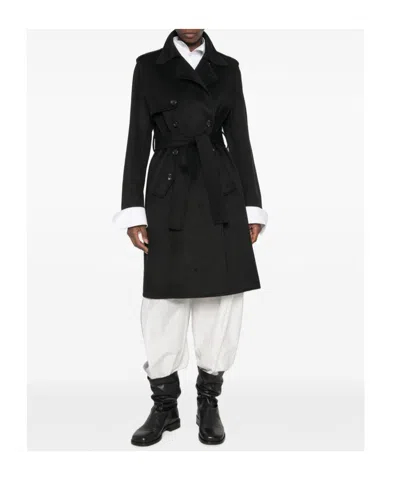 Liu •jo Double-breasted Belted Coat In Black