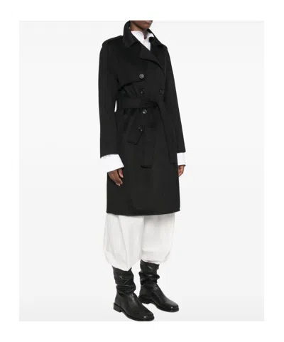 Liu •jo Double-breasted Belted Coat In Black