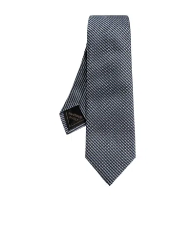 Brioni Patterned Silk Tie In Blue