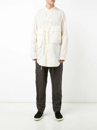 Shop Ziggy Chen Cargo Pocket Shirt - White