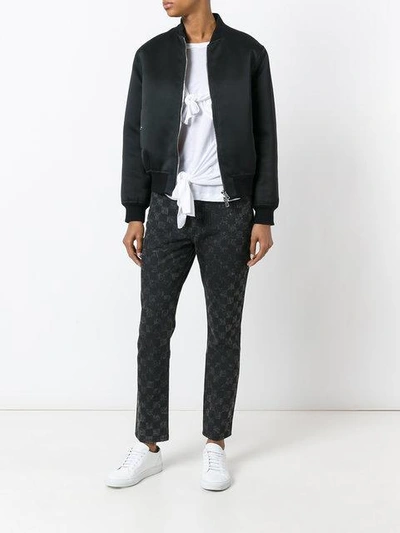Shop Marc Jacobs Checker Print Flood Stovepipe Jeans In Black