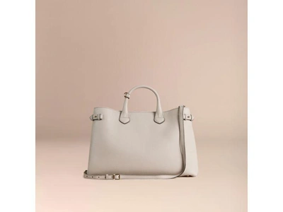 Shop Burberry The Large Banner In Leather And House Check In Light Grey Melange