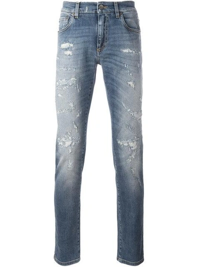 Shop Dolce & Gabbana Distressed Straight Jeans