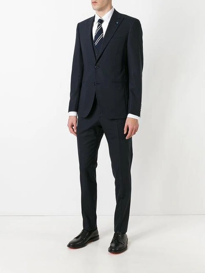 Shop Lardini Three-piece Suit - Blue