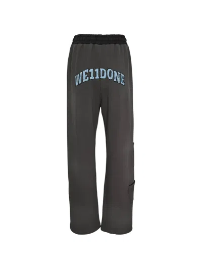 We11 Done Charcoal Washed Doodle Teddy Sweatpants In Gray