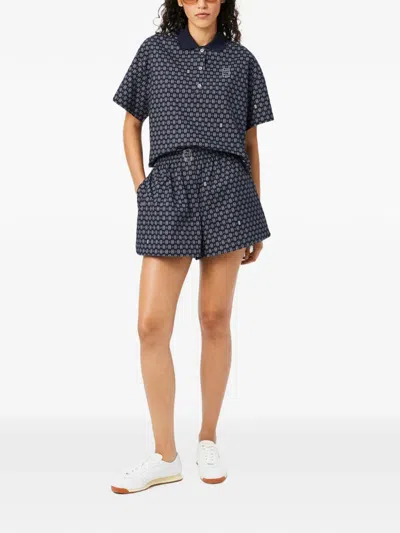 Lacoste Oversize Printed Shorts In Blue