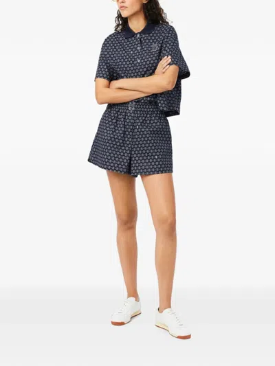 Lacoste Oversize Printed Shorts In Blue