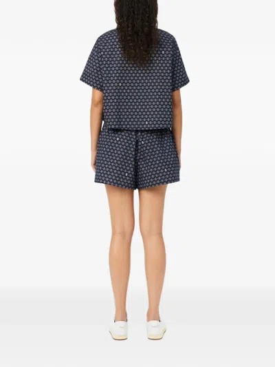Lacoste Oversize Printed Shorts In Blue