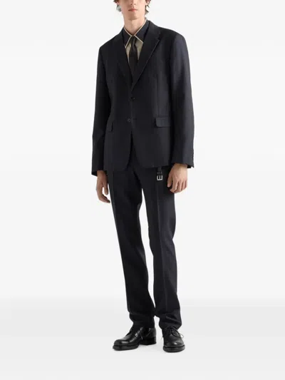 Prada Single-breasted Wool Suit In Blue