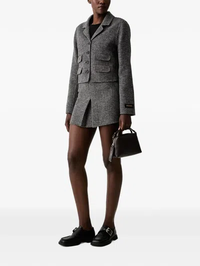 Ermanno Firenze Houndstooth-pattern Pleated Mini Skirt In Gray