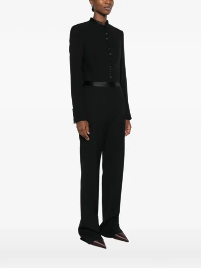 Tom Ford Button-up Cropped Jacket In Black