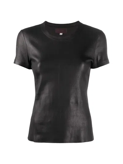 Stouls 05 Stretch-leather T-shirt In Black
