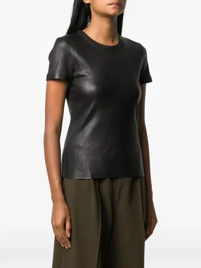 Stouls 05 Stretch-leather T-shirt In Black