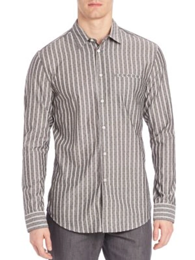 Shop John Varvatos Slim-fit Casual Button-down Shirt In Black-white